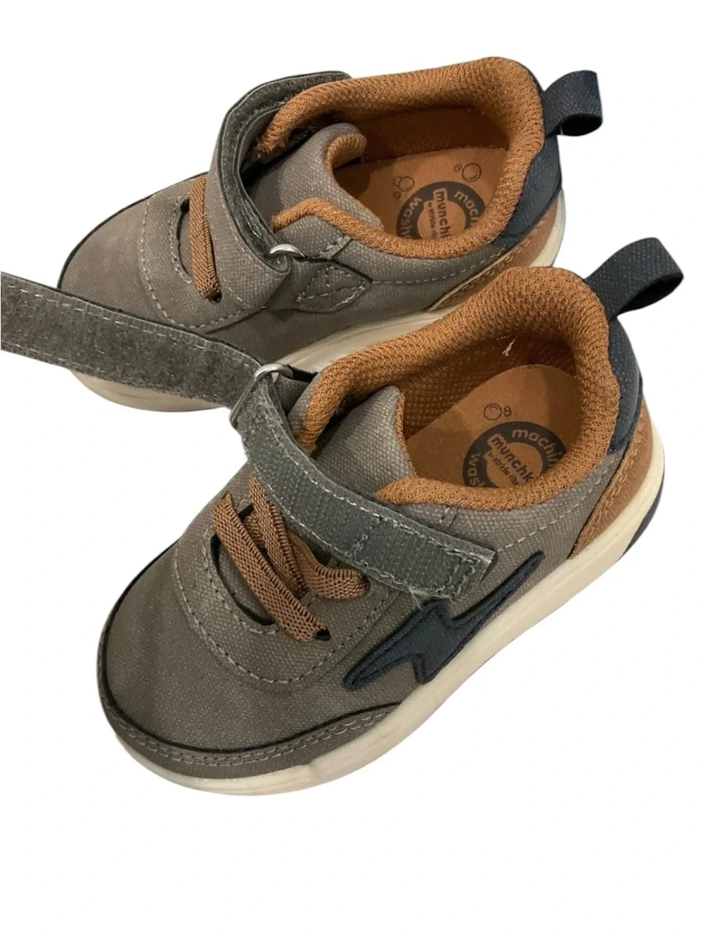 Munchkin by Stride Rite Maxwell Grey Sneakers  Kids Casual Gray and Brown NEW
